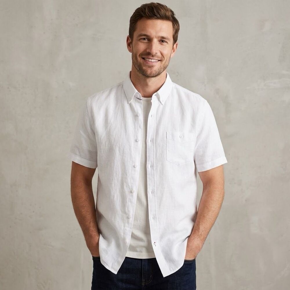 NWT Weatherproof Vintage size L washable linen white shirt